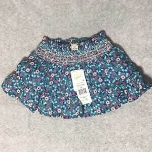 Peek Skirt Toddler Girl 2T Turquoise Floral Smocked Cotton Skirt